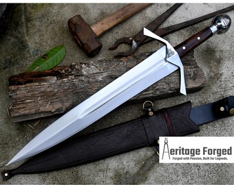 バイキングダガー/14インチロングブレードの手鍛造ダガー/トラックのリーフスプリング/ローズウッドハンドル/研磨済み/焼き入れ済み/すぐに使用可能/ナイフ/ナイフ
