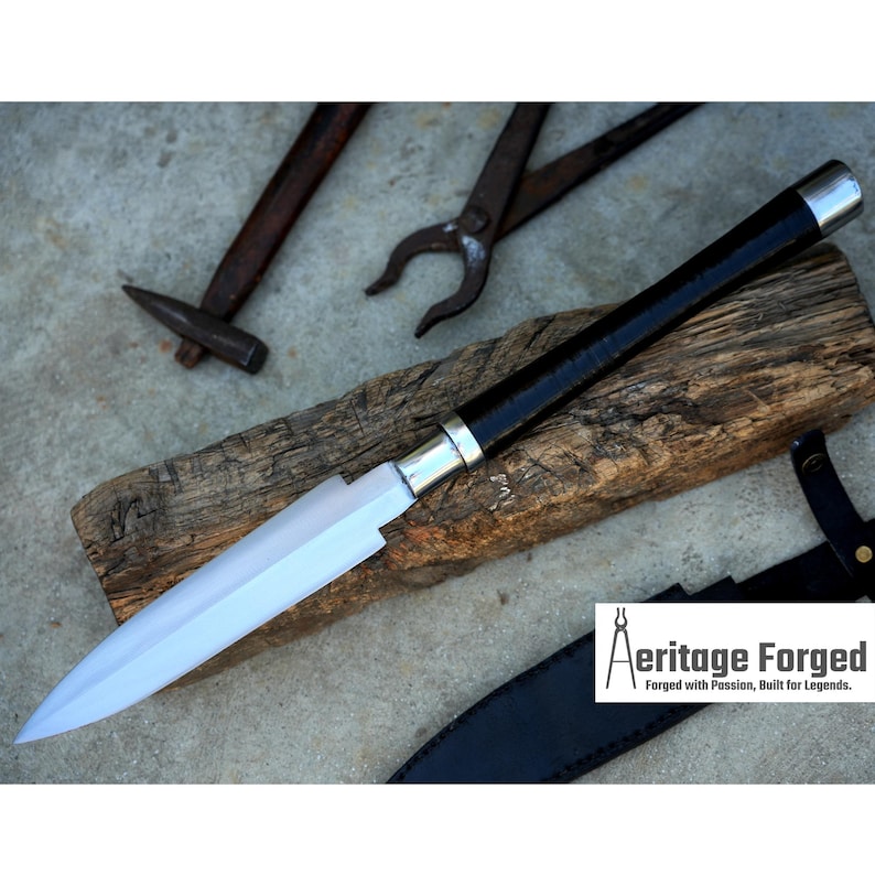 HUNTING SPEAR / hand forged spear /9 inches Long Blade spear/Spear/ Full tang/ Leaf spring of truck/ Tempered/Sharpen image 1