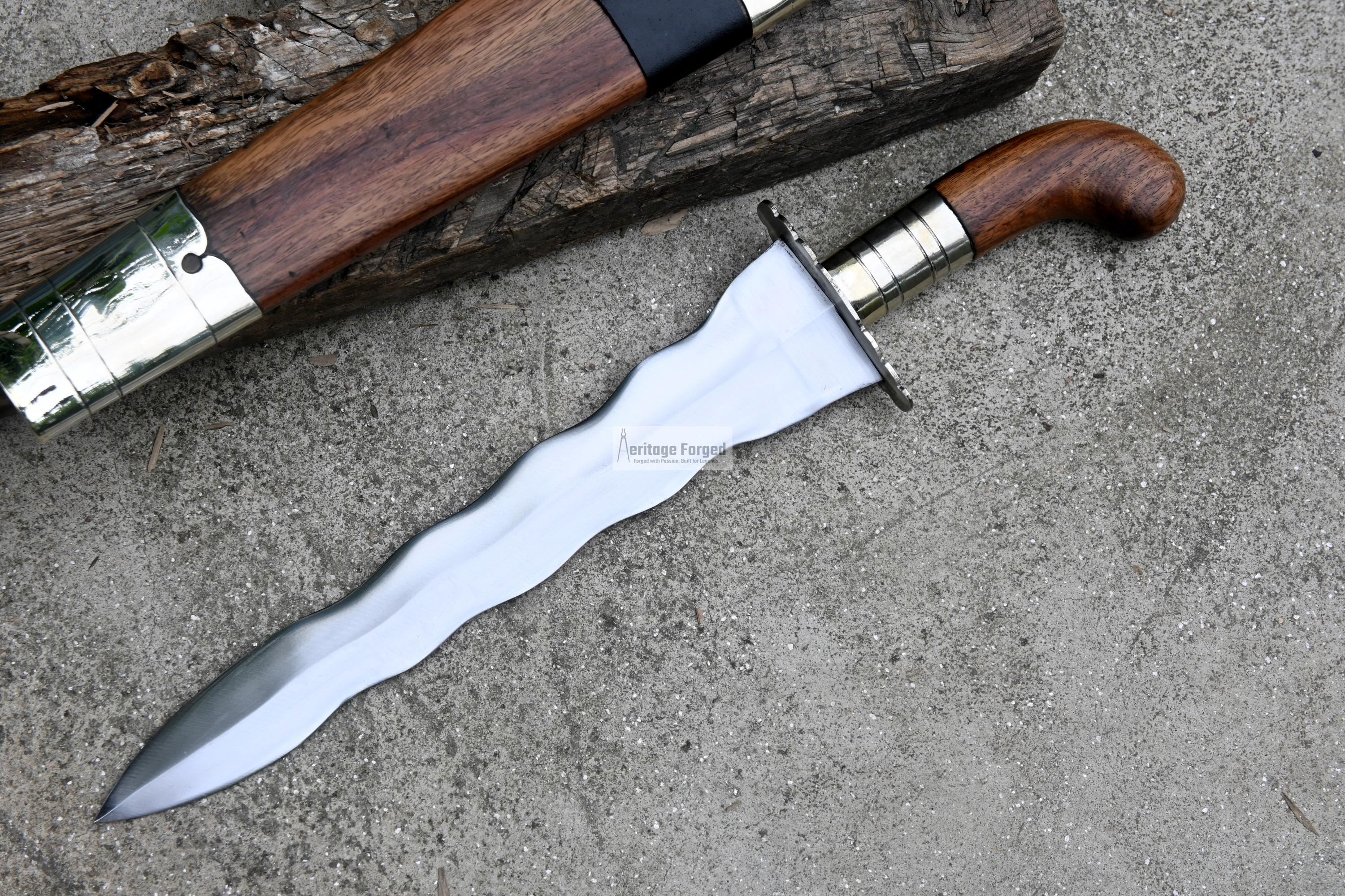 PUNYAL DAGGER/12 Inches Long Blade Hand Forged Kris Dagger/leaf Spring ...