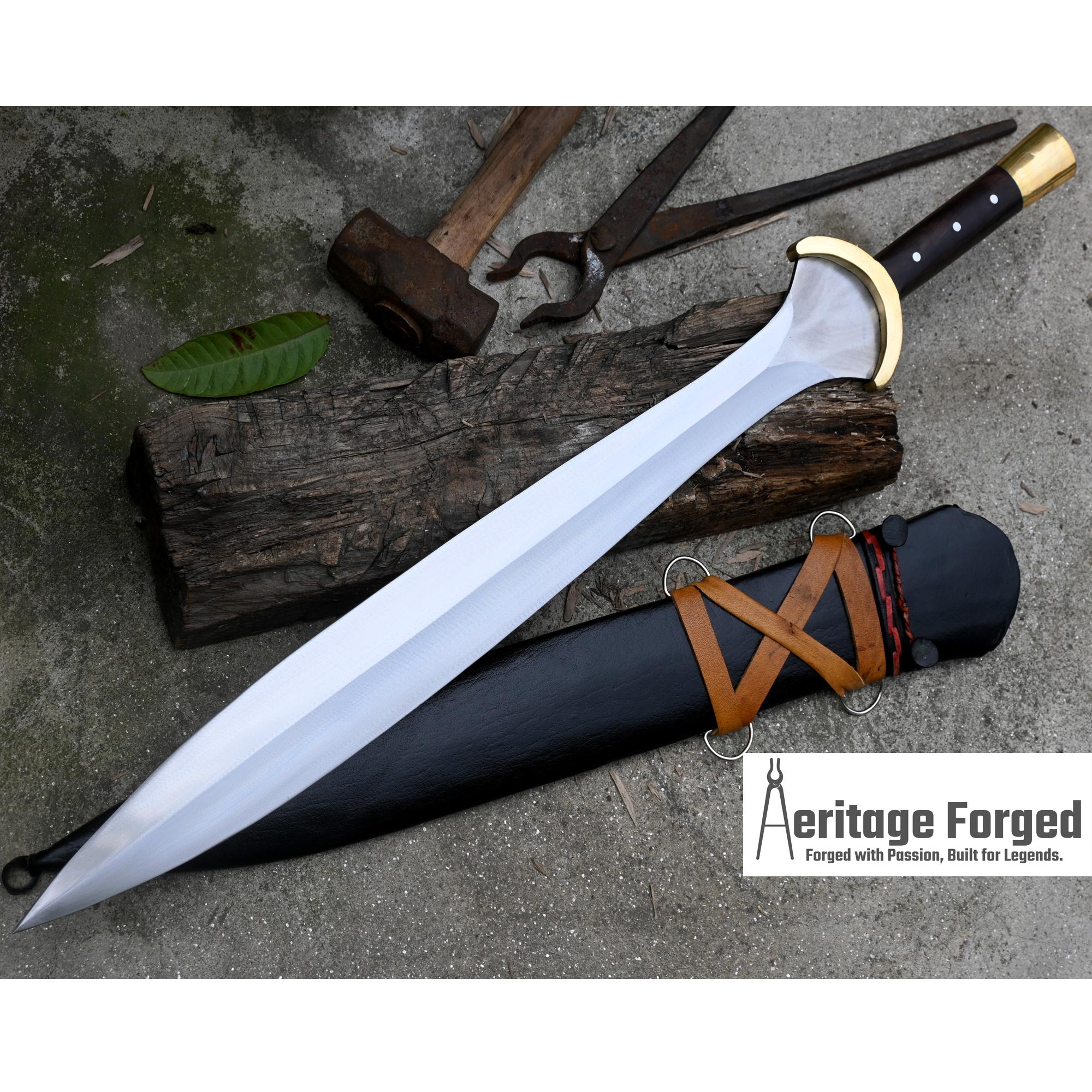 GREEK XIPHOS/ 22 inches Long Blade hand forged historical Sword/Leaf spring of truck/Wooden Handle/Custom forged sword