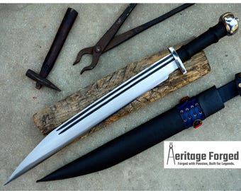 LÅNG SEAX MACHETE / Stor Seax-kniv / 45 cm långt blad Kraftig machete / Fulltånge / Bladfjäder för lastbil / Härdad / Slipad / Arbetande