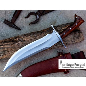 BOWIE KNIFE / 12 inches long Blade chopper / Hand forged Bowie knife / Made from Leaf spring of truck / Tempered / Sharpen/ Ready to use