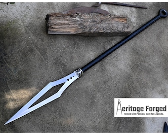 VIKING SPEAR / hand forged spear /15inches Long Blade spear/ throwing Spear/ Full tang/ Leaf spring of truck/ Tempered/Sharpen