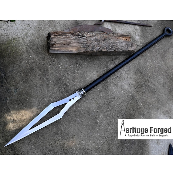 VIKING SPEAR / hand forged spear /15inches Long Blade spear/ throwing Spear/ Full tang/ Leaf spring of truck/ Tempered/Sharpen