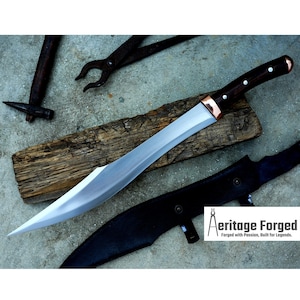 SCIMITAR SWORD/16 inches Long Blade hand forged Sword/Leaf spring of truck/Rosewood Handle/Sharpen/Tempered/Ready to use/knife/knives