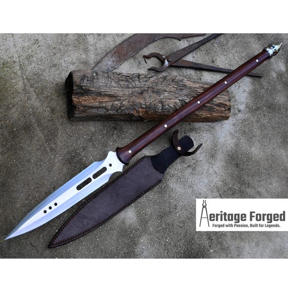 VIKING SPEAR / hand forged spear /12 inches Long Blade spear/ throwing Spear/ Full tang/ Leaf spring of truck/ Tempered/Sharpen