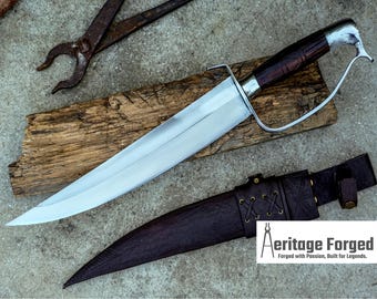 バイキングダガー/14インチロングブレード手鍛造ダガー/トラックのリーフスプリング/ローズウッドハンドル/研磨済み/焼き入れ済み/すぐに使用可能/ナイフ/ナイフ/剣