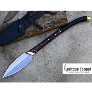 LEAF SPEAR / hand forged spear /8 inches Long Blade spear/ Collectible Spear/ Full tang/ spring of truck/ Tempered/Sharpen/hunting spear