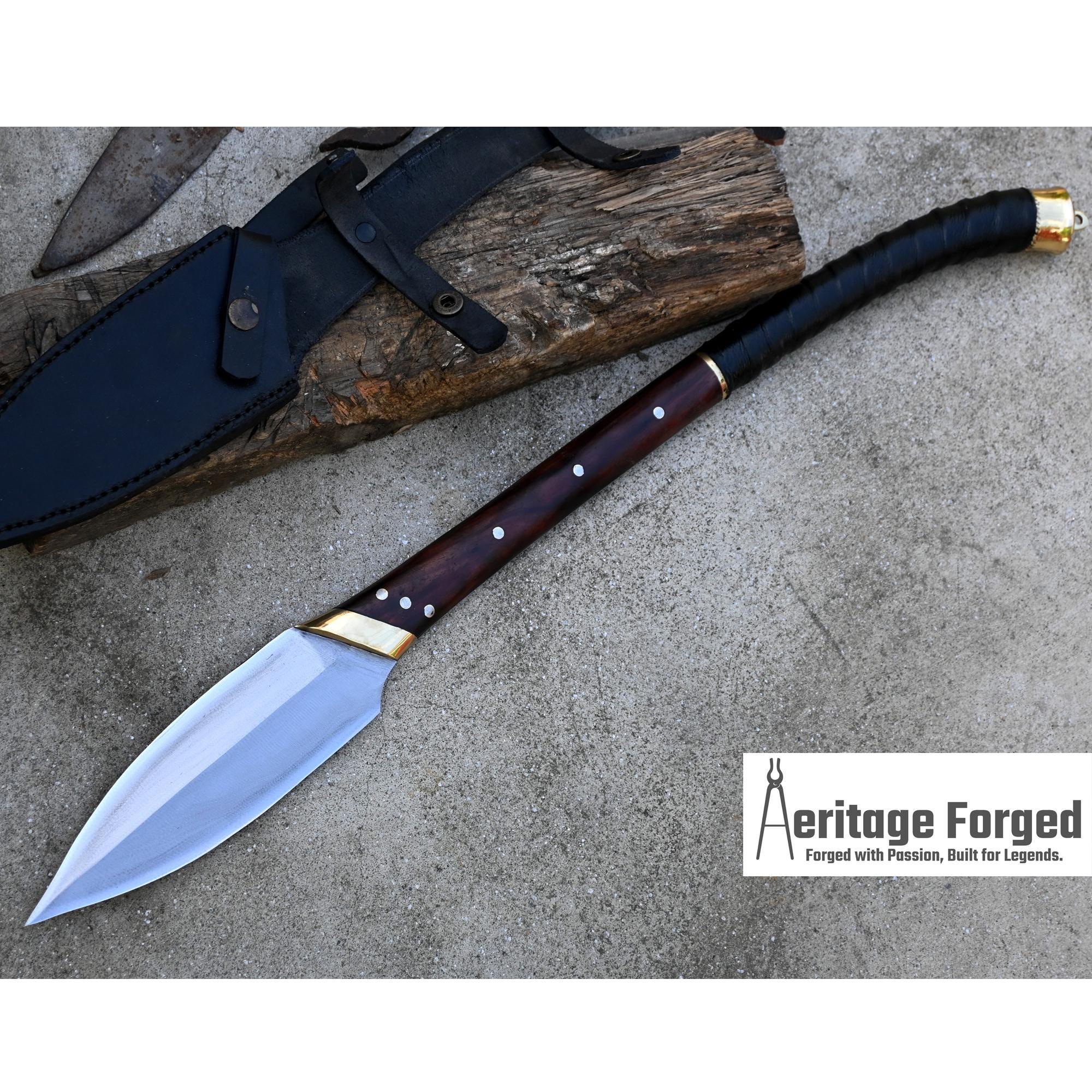 LEAF SPEAR / hand forged spear /8 inches Long Blade spear/ Collectible Spear/ Full tang/ spring of truck/ Tempered/Sharpen/hunting spear