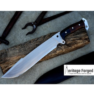 BOWIE KNIFE / 13 inches long Blade chopper / Hand forged Bowie knife / Made from Leaf spring of truck / Tempered / Sharpen/ Ready to use