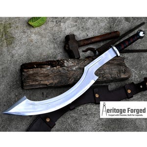 KHOPESH MACHETE/ 20 inches Long Blade hand forged Egyptian  khopesh sword /Leaf spring of truck /Sharpen/Tempered/Ready to use/knife/knives