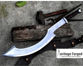 MACHETE KHOPESH / Espada khopesh egipcia forjada a mano con hoja de 20 pulgadas de largo / Ballesta de camión / Afilado / Templado / Listo para usar / cuchillo / cuchillos