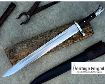 SINGLE EDGE DAGGER/16 inch handgesmede dolk met lang blad/bladveer van vrachtwagen/paracord-handvat/slijpen/gehard/klaar voor gebruik/mes/messen