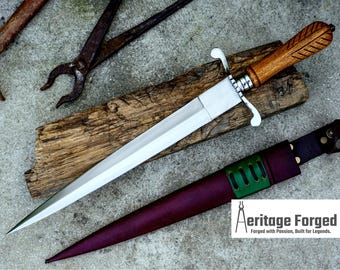 TOOTHPICK DAGGER/15 inches Long Blade hand forged Dagger/Leaf spring of truck/whitewood Handle/Sharpen/Tempered/Ready to use/knife/knives
