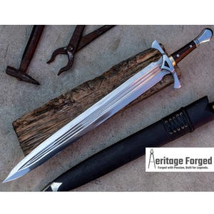 VIKING SWORD/ 19 inches Long Blade hand forged Sword/Leaf spring of truck/Rosewood Handle/Sharpen/Tempered/Ready to use/knife/knives