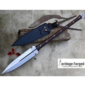 HUNTING SPEAR / hand forged spear /12 inches Long Blade spear/ Collectible  Spear/ Full tang/ Leaf spring of truck/ Tempered/Sharpen