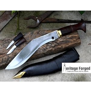 VILLAGER KHUKURI / kukri Machete/ 10 inches Long Blade Traditional khukuri / Full tang/ Leaf spring of truck/ Tempered/Sharpen/Working kukri