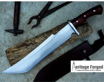CLEAVER MACHETE / Large Jungle Machete/15 inches Long Blade Heavy duties machete/ Full tang/ Leaf spring of truck/ Tempered/Sharpen/Working