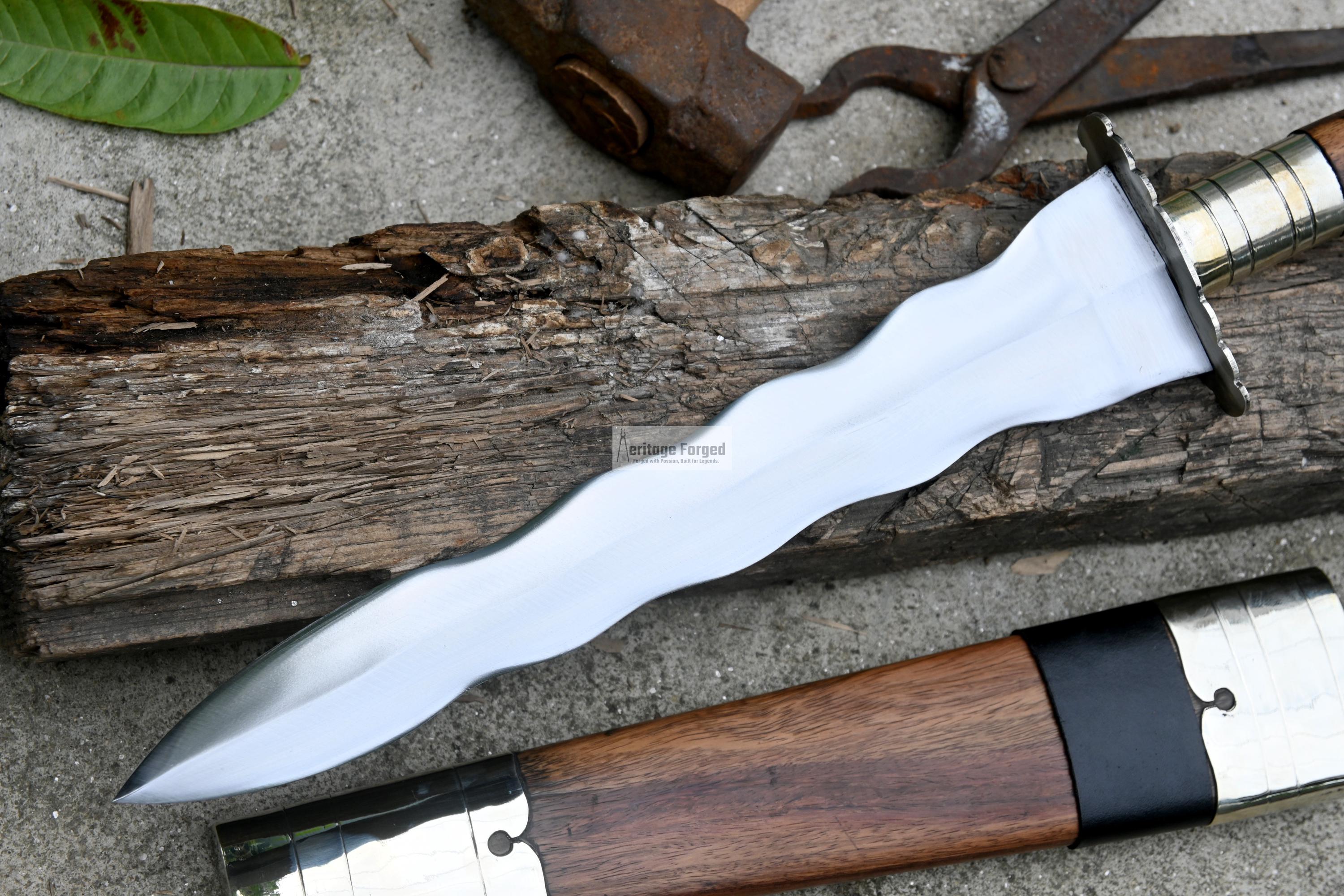 PUNYAL DAGGER/12 Inches Long Blade Hand Forged Kris Dagger/leaf Spring ...
