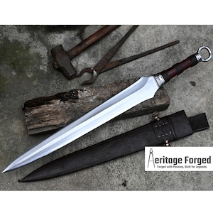 VIKING SWORD/20 inches Long Blade hand forged Sword/Leaf spring of truck/Rosewood Handle/Sharpen/Tempered/Ready to use/knife/knives