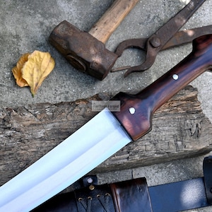 YEMENI JAMBIA KNIFE / 15 inches long Blade exotic knife / Hand forged knife / Made from Leaf spring of truck / Tempered / Sharpen image 3