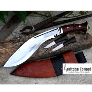 TRADITIONAL KHUKURI / kukri Machete/ 10 inches Long Blade real working khukuri/ Full tang/ Leaf spring of truck/ Tempered/Sharpen/ kukri