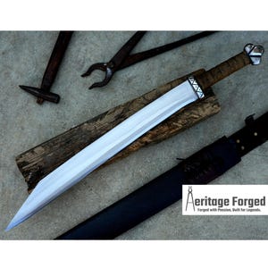 LONG SEAX MACHETE / Large Seax knife/ 18 inches Long Blade Heavy duties machete/ Full tang/ Leaf spring of truck/ Tempered/Sharpen/Working