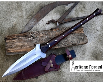 HUNTING SPEAR / hand forged spear /9 inches Long Blade spear/ throwing Spear/ Full tang/ Leaf spring of truck/ Tempered/Sharpen