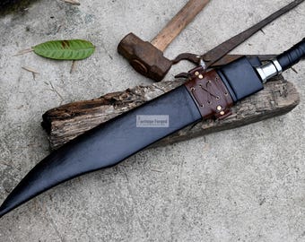 シミターソード/18インチロングブレード手鍛造ソード/台座の板バネ