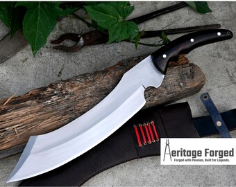 MACHETE KHOPESH / Espada khopesh egipcia forjada a mano con hoja larga de 14 pulgadas / Ballesta de camión / Afilado / Templado / Listo para usar / cuchillo / cuchillos
