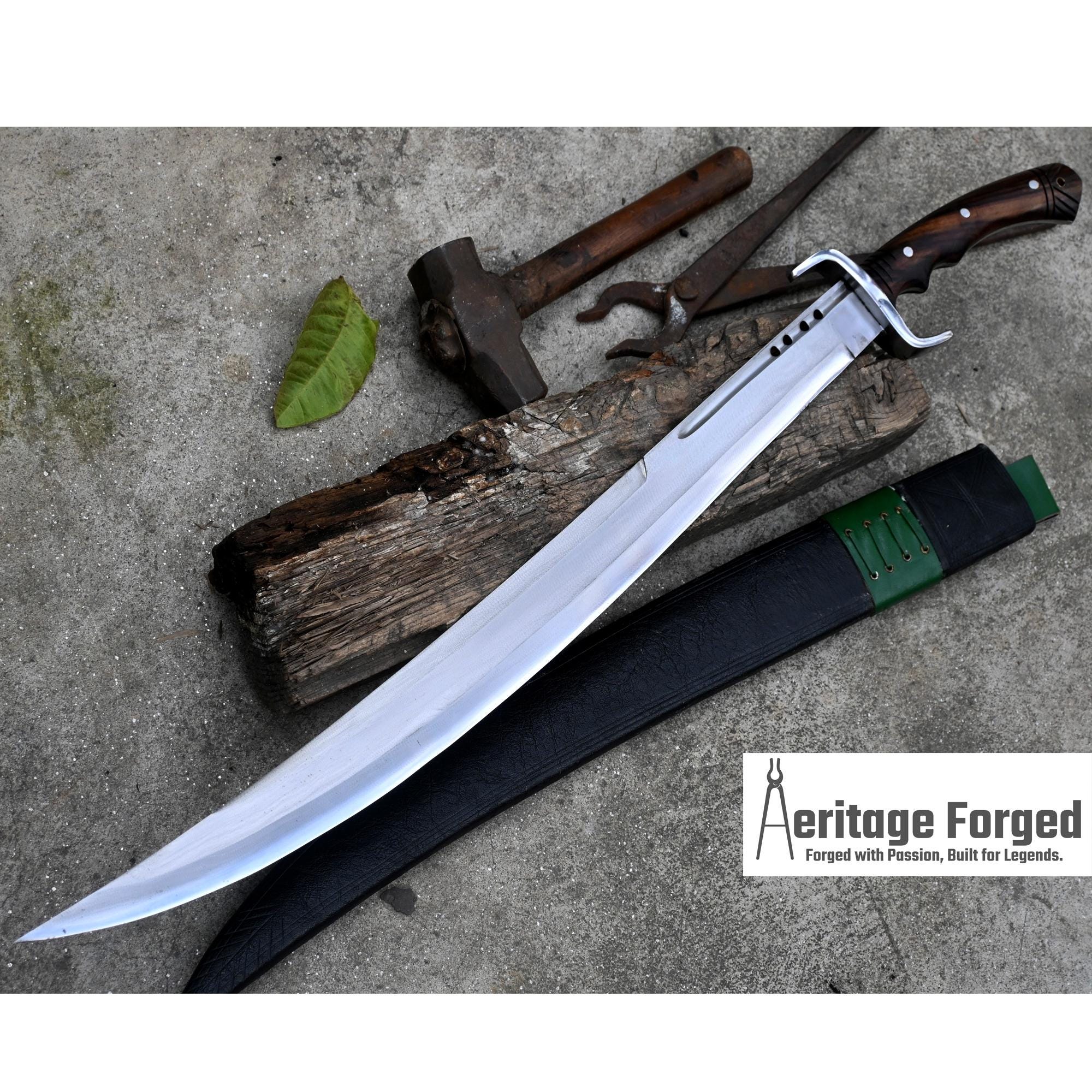 SCIMITAR SWORD/24 inches Long Blade hand forged Sword/Leaf spring of truck/Rosewood Handle/Sharpen/Tempered/Ready to use/knife/knives