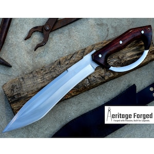 BOWIE KNIFE / 12 inches long Blade Hunting knife / Hand forged knife / Made from Leaf spring of truck / Tempered / Sharpen/ Ready to use