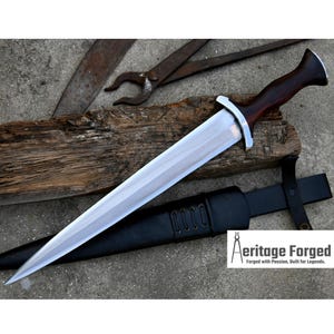 DEGEN DAGGER/15 inches Long Blade hand forged Dagger/Leaf spring of truck/Rosewood Handle/Sharpen/Tempered/Ready to use/knife/knives