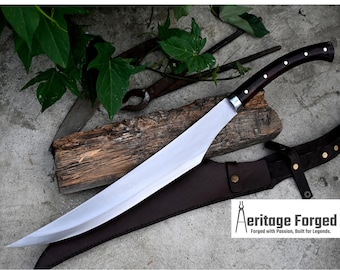 JUNGLE MACHETE / Large Jungle Clever/18 inches Long Blade Heavy duties machete/ Full tang/ Leaf spring of truck/ Tempered/Sharpen/Working