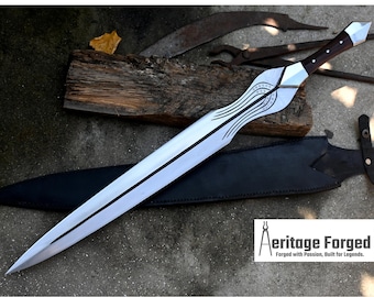 ACHILLES SWORD/22 inches Long Blade hand forged Sword/Leaf spring of truck/Rosewood Handle/Sharpen/Tempered/Ready to use/knife/knives