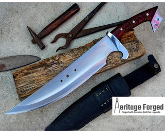 SINGLE EDGE DAGGER/16 inch handgesmede dolk met lang blad/bladveer van vrachtwagen/paracord-handvat/slijpen/gehard/klaar voor gebruik/mes/messen