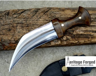 COLTELLO YEMENI JAMBIA / Coltello esotico con lama lunga 6,5 pollici / Coltello forgiato a mano / Realizzato con balestra di camion / Temprato / Affilato