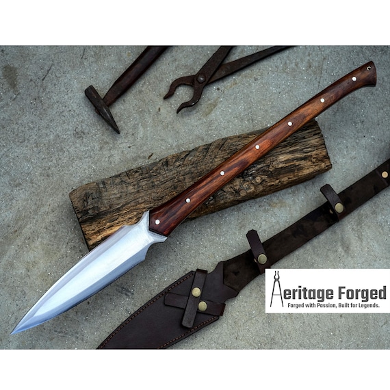 HUNTING SPEAR / hand forged spear /10 inches Long Blade spear/ throwing Spear/ Full tang/ Leaf spring of truck/ Tempered/Sharpen
