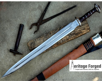 GLADIUS SWORD /24 inches long Blade Hand Forged Sword/ Gladius Machete/Handmade from Leaf spring of Truck-Balance water tempered/Sharp