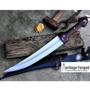 COLTELLO YEMENI JAMBIA / Coltello esotico con lama lunga 15 pollici / Coltello forgiato a mano / Realizzato con balestra di camion / Temprato / Affilato