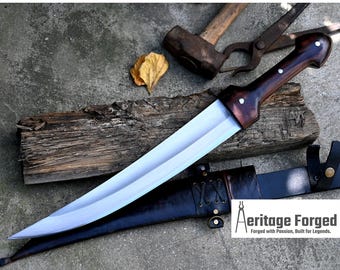 YEMENI JAMBIA KNIFE / 15 inches long Blade exotic knife / Hand forged knife / Made from Leaf spring of truck / Tempered / Sharpen