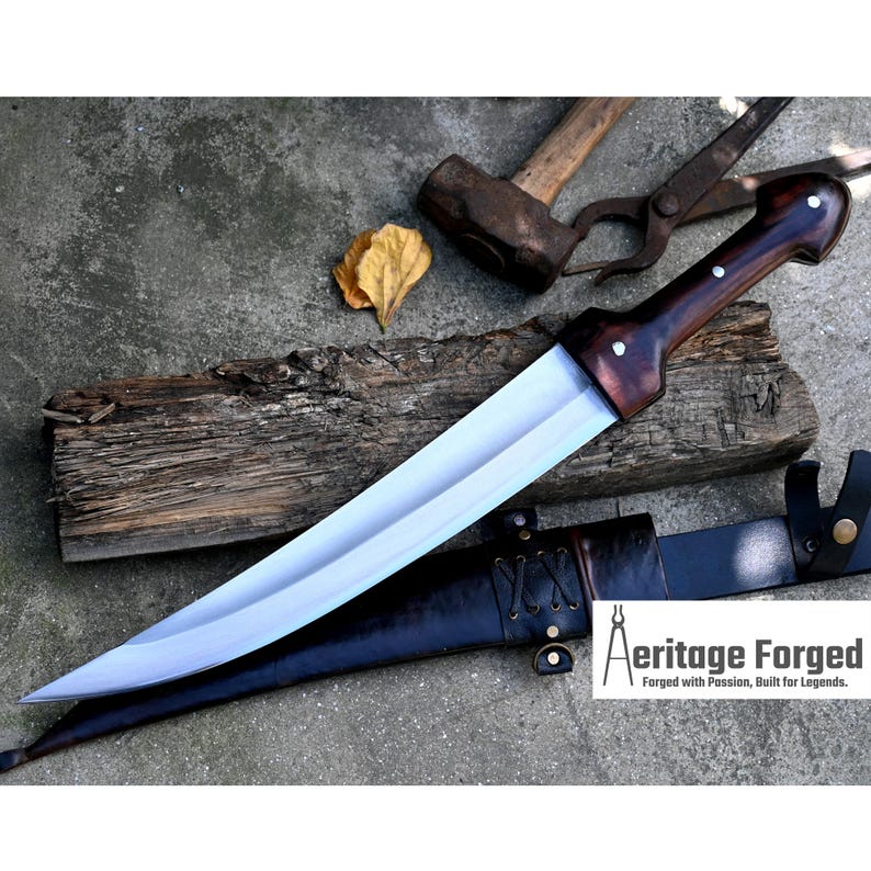 YEMENI JAMBIA KNIFE / 15 inches long Blade exotic knife / Hand forged knife / Made from Leaf spring of truck / Tempered / Sharpen image 1