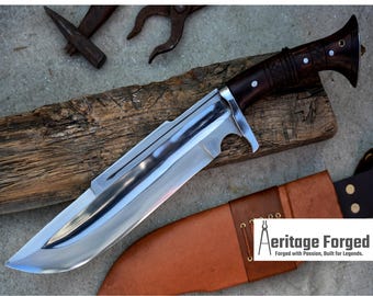 BOWIE MESSER / 30 cm lange Klinge / Handgeschmiedetes Bowiemesser / Aus Blattfeder von LKW / abgetempert / geschliffen / einsatzbereit