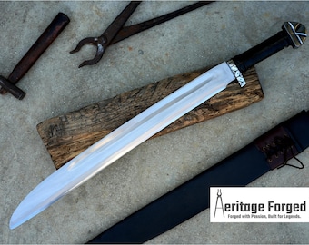 LÅNG SEAX MACHETE / Stor Seax-kniv / 20 tum långt blad Kraftig machete / Fulltånge / Bladfjäder för lastbil / Härdad / Slipad / Arbetande