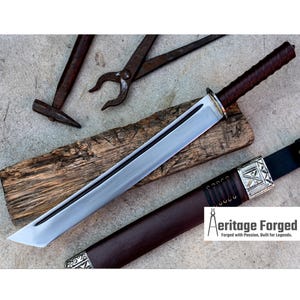 TANTO MACHETE /16  inches Long Blade hand forged / Tanto Machete/Leaf spring of truck/Sharpen/Tempered/Ready to use/knife/knives/ Functional