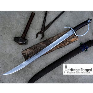 SCIMITAR SWORD/24 inches Long Blade hand forged Sword/Leaf spring of truck/Rosewood Handle/Sharpen/Tempered/Ready to use/knife/knives