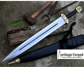 GLADIUS SWORD /20 inches long Blade Hand Forged Sword/ Gladius Machete/Handmade from Leaf spring of Truck-Balance water tempered/Sharp