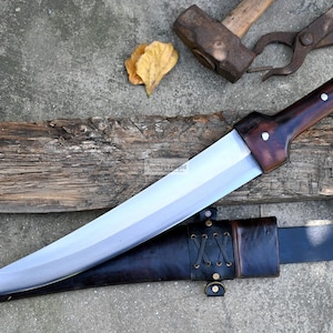 YEMENI JAMBIA KNIFE / 15 inches long Blade exotic knife / Hand forged knife / Made from Leaf spring of truck / Tempered / Sharpen image 5