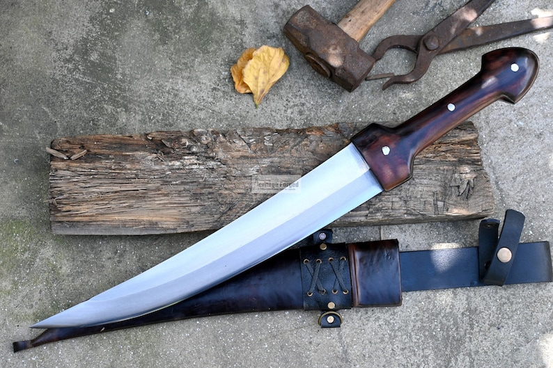 YEMENI JAMBIA KNIFE / 15 inches long Blade exotic knife / Hand forged knife / Made from Leaf spring of truck / Tempered / Sharpen image 5