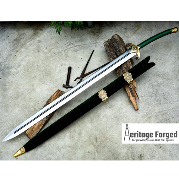 ARABIC SWORD/large Blade hand forged Sword/Leaf spring of truck/Rosewood Handle/Sharpen/Tempered/Ready to use/Velvet-Covered Scabbard